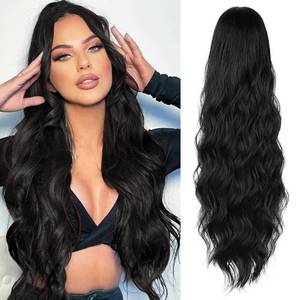 lot 42774 image: FREEMEIGE Drawstring Ponytail Extension Long Body Wavy Black for Women Synthetic, Clip in 26 Inch Fluffy Hairpiece for Daily Use (26Inch Natural Black)