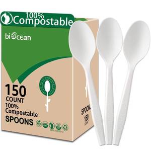 lot 42782 image: BIOCEAN 100% Compostable No Plastic Knives Plastic Forks Plastic Spoons Plastic Utensils, The Heavyweight Heavy Duty Flatware is Eco Friendly Products for Lounge Party Wedding BBQ Picnic Camping.
