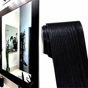 lot 42786 image: DESOMINOR 11 Yard Black Border Peel &Stick Black Wood Grain Wallpaper Border Removable Waterproof Bathroom Mirror Frame Sticker