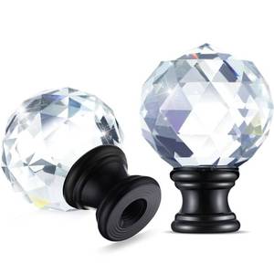 lot 42793 image: Mudder 2 Pieces Crystal Lamp Finial Lamp Cap Knob Lamp Screw Topper Clear Lamp Finial with Polished Chrome Base 1-34 Inches Diamond Knob for Lamp Shade Lamp Decorations (Black Base)
