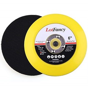 lot 42794 image: LotFancy 6 Inch Hook and Loop Backing Plates, Pack of 2- DA Air Random Orbital SanderPolisher PU Backing Pad for Sanding Finishing Polishing Buffing, 516-24 Threads