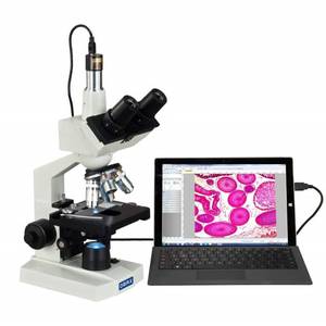 lot 45779 image: $$ OMAX 40X-2500X Digital Lab Trinocular Compound LED Microscope with USB Digital Camera and Double Layer Mechanical Stage (M83EZ-C02). Retail $360