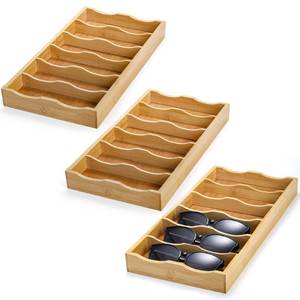 lot 45789 image: SOUJOY 3 Pack Sunglasses Organizer Tray, 6 Slot Eyeglasses Display Case, Bamboo Stackable Eyewear Storage Case for Sunglasses, Fashion Eye Wear, Protective Glasses