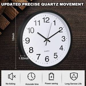 lot 45792 image: Inbagi Silent Wall Clock Large 12 Inches Quartz Analog Clock Non Ticking Round Easy to Read Battery Operated Classroom Clock for Office School Kitchen Bedroom Living Room Decorative