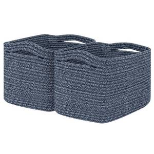 lot 45800 image: Kriitools Storage Cubes Baskets Bins for Shelves Set of 2 Rectangle Decorative Rope Basket for Nursery Basket Organizer��Soft&ampSturdy Baskets for Organizing with Handles Mixed Blue