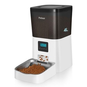 lot 45809 image: Petour Automatic Cat Feeder, Cats Timed Feeder Portion Control, 14 Daily Meals, 9 Servings Per Meal, with Stainless Steel Bowl&Lock Lid, Dual Power Supply, 10s Voice Recorder and Desiccant Bag