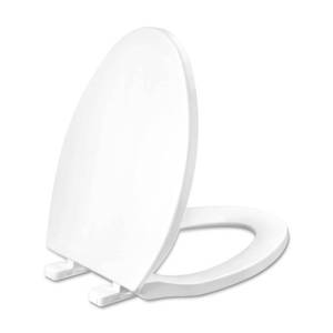 lot 45829 image: Toilet seat Elongated with Slow Close Hinges, Four Bumpers Never Loosen and Easily Remove, Two Sets of Parts, Plastic, White