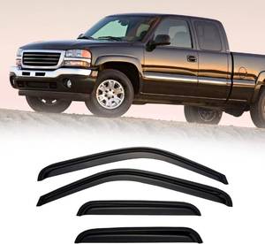 lot 45831 image: CMVT Auto Window Visors for 1999-2006 Chevy Silverado & GMC Sierra 15002500  3500 HD, Rain Guards Shields Vent Shade Deflector Dark Smoke 2007 Classic for Extended Cab, Tape-On, 4PCS