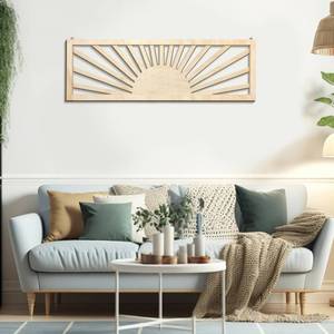 lot 45834 image: Burbell Mountain Sun Wood Wall Art Minimalist Boho Mountain Sunshine Wall Decor 35 x 12 Large Above Bed Wall Decor Panoramic Mountain Sunset Bedroom Decor for Home Living Room Office(Mountain)