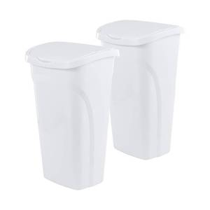 lot 45837 image: 88Un8ited Solutions 10 Gal40 Qt Space-Efficient Kitchen Trash Can with Dual Swing Lid, Waste Basket Fits in Narrow Spaces and Perfect for Commercial Offices, Home Office, Dorm, White