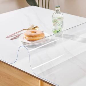 lot 45852 image: Leffora 54 x 54 Inch Clear Table Protector, 1.5mm Thick Plastic Desk Cover, Clear Tablecloth Protector, Table Cover Protector, Vinyl Clear Table Cover for Dining Room Table, Writing Desk, Countertop