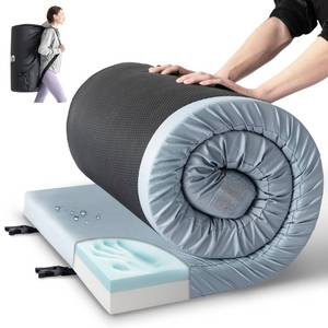 lot 45856 image: Kingfun Memory Foam Camping Sleeping Pad, CertiPUR-US Camping Mattress Waterproof Roll Up Mattress Guest Bed, Thick Floor Sleeping Mat for Car Truck Tent for Adults with Travel Bag