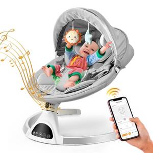 lot 45859 image: Ixdregan Baby Swings for Infants - Exclusive App & Bluetooth Electric Baby Swing, Smart Sensor&Timing, 5 Speeds, 12 Preset Lullabies and Back-Up Pillow, Portable Baby Swing for IndoorOutdoor(Grey)