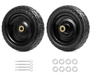 lot 45862 image: Parts Camp For Gorilla Cart Wheels 13-Inch replacement gorilla cart tires 4.00-6 Flat-free Solid Tire and Wheel For Hand TrucksGarden CartsWheelbarrowDolly-58Axle Borehole 2.1Hub offset (2 Pack)