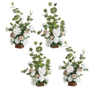 lot 45872 image: Lings Moment 22 Tall Fall Free Standing Artificial Flowers Arrangements 2 pcs Wedding Aisle Runner Chair Decorations Fake White & Sage for Arch Entryway Ceremony Reception Church Rose Floral Party