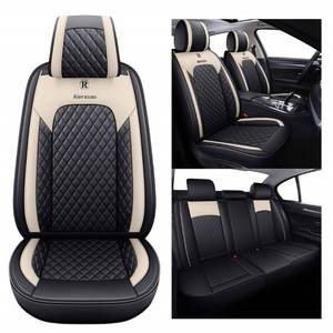 lot 45906 image: Aierxuan Seat Covers for Cars Women Leather Waterproof Universal Fit for Hyundai Elantra Sonata Ford Forte Honda Civic CRV Toyota Corolla 4Runner Rav4 Highlander Hybrid(Full Set, Black-Beige)