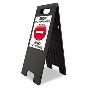 lot 45912 image: Headline Sign Customizable A-Frame Outdoor Sandwich Board, Double Sided with Weather Resistant Plastic Protective Cover Inserts - Signage Stand for Businesses, Sidewalk, and Parking, 10.5 x 25 in, Black, 1-Pack
