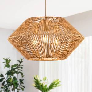 lot 45919 image: TSMKLEDAN Woven Rattan Pendant Light, 19.5 Inch 3-Light Hemp Rope Boho Chandelier Rustic Farmhouse Chandelier Light, Rattan Light Fixture for Dining Room Living Room Bedroom Kitchen Foyer, Brown