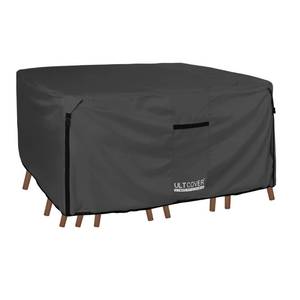 lot 45935 image: ULTCOVER 600D Tough Canvas Heavy Duty Square Patio Table and Chair Cover - Waterproof Outdoor General Purpose Furniture Covers 106 inch, Black