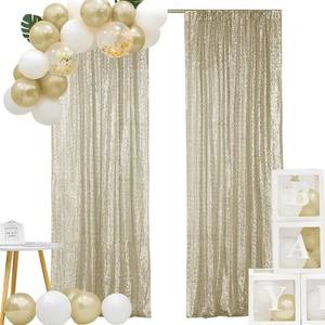 lot 68791 image: Hahuho Champagne Sequin Backdrop Curtain, 2PCS 2FTx8FT Glitter Backdrop Curtain for Parties, Christmas, Wedding, Party Decoration��2 Panels, 2FT x 8FT, Champagne