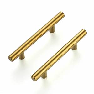 lot 68822 image: Ravinte 18 Pack 5 Inch Cabinet Pulls Brushed Brass Stainless Steel Kitchen Drawer Pulls Cabinet Handles 5Length, 3 Hole Center