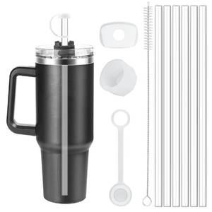 lot 69807 image: 6 Pack 12inch Reusable Replacement Straws for Stanley 30 oz 40 oz Quencher H2.0 Tumbler with Handle, with Spill Stopper Set, Cleaning Brush and Straw Cover Cap for Stanley Cup Accessories