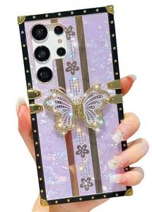 lot 69824 image: TRODINO Cute Samsung Galaxy S22 Ultra Case, Luxury Bling Butterfly Design with Foldable Stand Kickstand for Women & Girls, Flexible Shockproof Protective Case 6.8 (Purple)