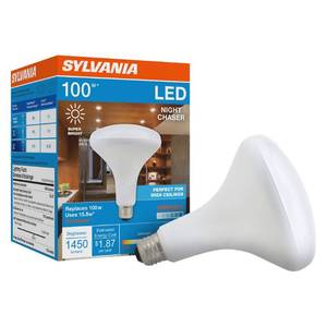 lot 69830 image: SYLVANIA Night Chaser LED BR30 Light Bulb, 100W  15.5W, Damp Rated, 1450 Lumens, 5000K, Daylight �� 1 Pack (41105)