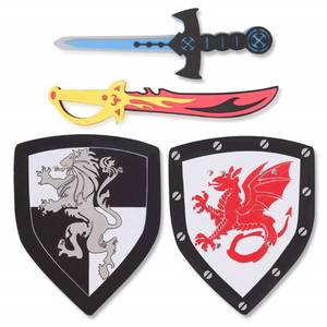 lot 69856 image: Liberty Imports 4 PCS Dual Foam Sword and Shield Combo Playset - Medieval Combat Warrior Weapons, Joust Dragon Knights Lightweight Set Costume Role Play Accessories for Kids, Boys, Girls