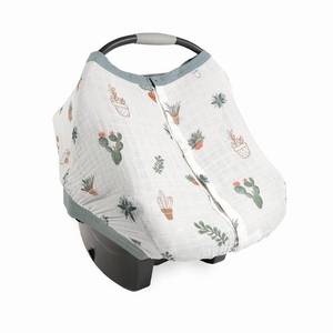 lot 69868 image: Little Unicorn 100% Cotton Muslin Car Seat Canopy  Super Soft Lightweight Cover with Window  Breathable  Magnetic Closure  Baby and Infant  Machine Washable  Shower Gift  Prickle Pots