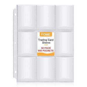 lot 69890 image: 900 Pockets Baseball Card Sleeves, FOME Double Side 9-Pocket Trading Card Sleeve Page Protector 3 Holes Game Card Sleeves Fit 3 Ring Binder for Trading Card Baseball Game Business Cards 50 Pages