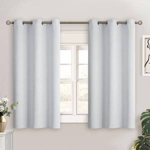 lot 69897 image: BGment Greyish White Short Room Darkening Curtains for Small Windows, 38 x 45 Inch Thermal Insulated Tier Set of 2 Panels Sun Blocking Drapes for Kitchen Bedroom