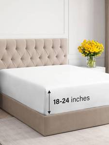 lot 69898 image: Extra Deep Queen Fitted Sheet - Hotel Luxury Single Fitted Sheet Only - Easily Fits 18 inch to 24 inch Mattress - Soft, Wrinkle Free, Breathable & Comfy Extra Deep Pockets Wheat Fitted Sheet