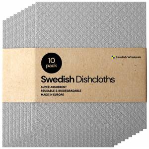 lot 69900 image: Swedish Wholesale Swedish DishCloths for Kitchen- 10 Pack Reusable Paper Towels Washable - Eco Friendly Cellulose Sponge Microfiber Dish Cloths - Kitchen Essentials - Grey