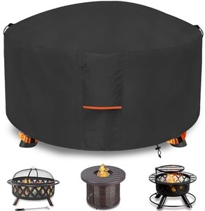 lot 69907 image: Dalema Round Fire Pit Cover,Outdoor 600D Heavy Duty Waterproof Tear-Resistant 34-36 Inch Firepit Covers,Patio Weatherproof Fire Table Cover,Black 36x24.