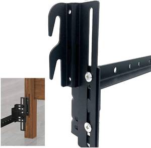 lot 69910 image: ruiru bro 4pcs 711 Bolt-On to Hook-On Bed Frame Conversion Brackets for Headboard or Footboard,Bed Hook Adapter kit with Hardware, Hook on Bed Rails Brackets(Black)