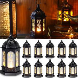 lot 69918 image: Threan Ramadan Lantern Lights LED Eid Mubarak Lantern Ramadan Gifts for Kids, Ramadan Decorations for Home Table Wall Eid Centerpieces Decor(Black Castle, 6 Pcs)