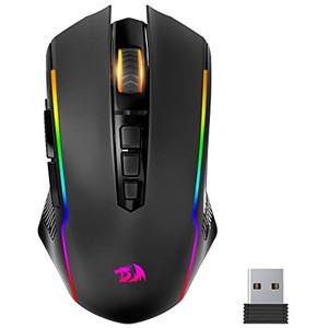 lot 69922 image: Redragon Gaming Mouse, Wireless Mouse Gaming with 8000 DPI, PC Gaming Mice with Fire Button, RGB Backlit Programmable Ergonomic Mouse Gamer, Rechargeable, 70Hrs for Windows, Mac Gamer, Black
