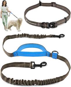 lot 69937 image: Exquisite Hands Free Dog Leash for Running, Walking, Hiking, Cycling and Training  Bungee Harness with Adjustable Waist Belt, Padded Handle and Reflective Stitching  for Large Dogs