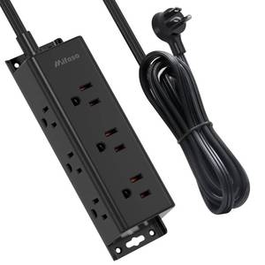 lot 69944 image: Surge Protector Power Strip - Mifaso 5Ft Exetnsion Cord with Multiple Outlets, 9 Widely Spaced Outlets, Flat Plug, Wall Mount for Home Office Dorm