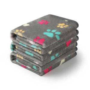 lot 69959 image: Luciphia 1 Pack 3 Blankets Fluffy Premium Fleece Pet Blanket Flannel Paw Printed Throw for Dog Cat(Small 23x16, Grey)
