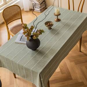 lot 69960 image: Zobesta Sage Green Tablecloth Linen Tablecloth Cotton Table Clothes for Rectangle Tables, Heavy Weight Washable Farmhouse Soft Boho Tablecloth for Kitchen & Table Linens (Sage Green, 53 x 86 Inch)