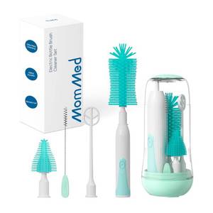 lot 69965 image: MomMed Electric Bottle Brush, Electric Baby Bottle Brush Set with Silicone BottlePacifierStraw Brush and Mixing Head, Waterproof Bottle Cleaner Brush with Drying Rack, 2 Modes & 360° Rotation