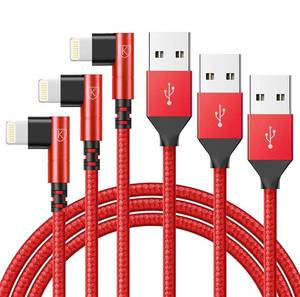 lot 69968 image: 10ft iPhone Charger Cable,3Pack 90 Degree Charging Cable, Apple MFi Certified Long Lightning Cable Fast Charging Cord Compatible for iPhone 14131211ProMaxMiniXPlus876Plus - Red