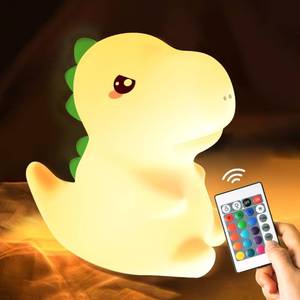lot 69978 image: One Fire Dinosaur Cute Night Light Lamp, 16 Colors, USB Rechargeable, Silicone Material, Safe for Kids