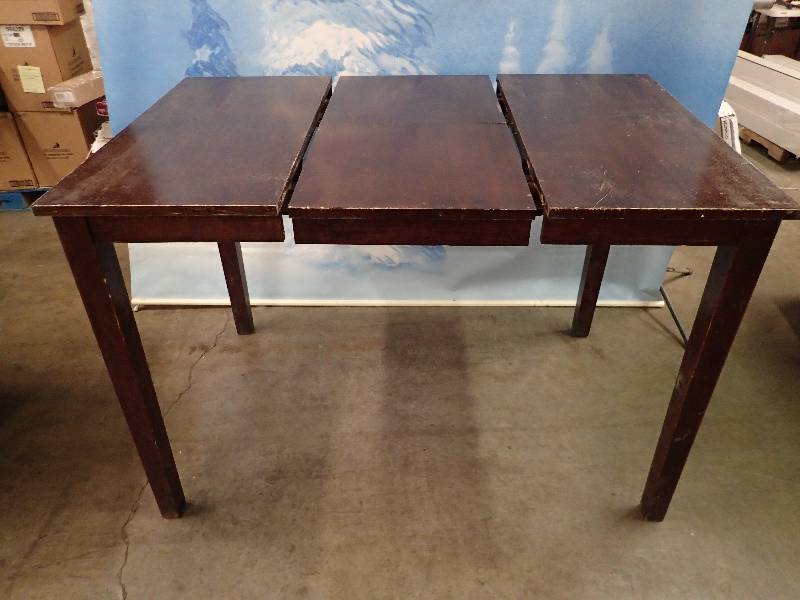 lot 112 image: Expanding Hard Wood Bar Height Table