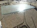 Lg glass top patio table w/ metal base