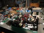 Contents of table- electrical supplies/ switch covers/misc.