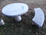 Round cement patio table w/ 2 cement benches