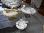 3 alabaster table top bird bath decor